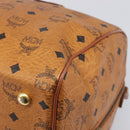 MCM Vicetos Boston Bag PVC Leather Brown Gold Tone Auth BA14989-12