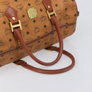 MCM Vicetos Boston Bag PVC Leather Brown Gold Tone Auth BA14989-7