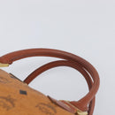 MCM Vicetos Boston Bag PVC Leather Brown Gold Tone Auth BA14989-8
