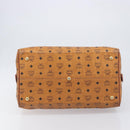 MCM Vicetos Boston Bag PVC Leather Brown Gold Tone Auth BA14989-9