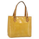 LOUIS VUITTON Monogram Vernis Houston Hand Bag Lime Yellow M91055 Auth BA14990-1