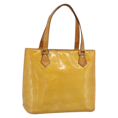 LOUIS VUITTON Monogram Vernis Houston Hand Bag Lime Yellow M91055 Auth BA14990