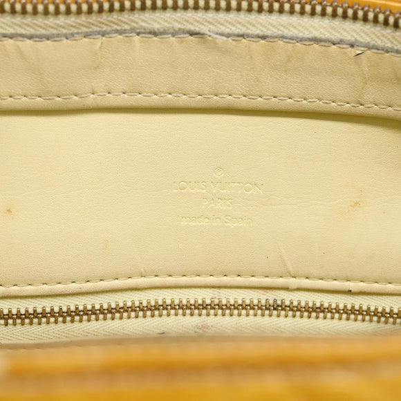 LOUIS VUITTON Monogram Vernis Houston Hand Bag Lime Yellow M91055 Auth BA14990