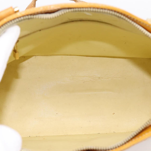 LOUIS VUITTON Monogram Vernis Houston Hand Bag Lime Yellow M91055 Auth BA14990
