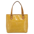 LOUIS VUITTON Monogram Vernis Houston Hand Bag Lime Yellow M91055 Auth BA14990-2