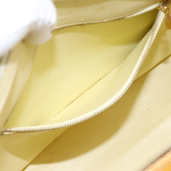 LOUIS VUITTON Monogram Vernis Houston Hand Bag Lime Yellow M91055 Auth BA14990