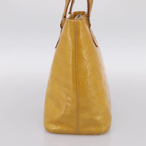 LOUIS VUITTON Monogram Vernis Houston Hand Bag Lime Yellow M91055 Auth BA14990