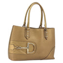 GUCCI Horsebit Tote Bag Leather Gold 137385 Auth BA14993A-1