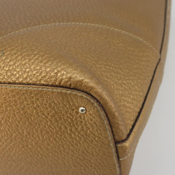 GUCCI Horsebit Tote Bag Leather Gold 137385 Auth BA14993A