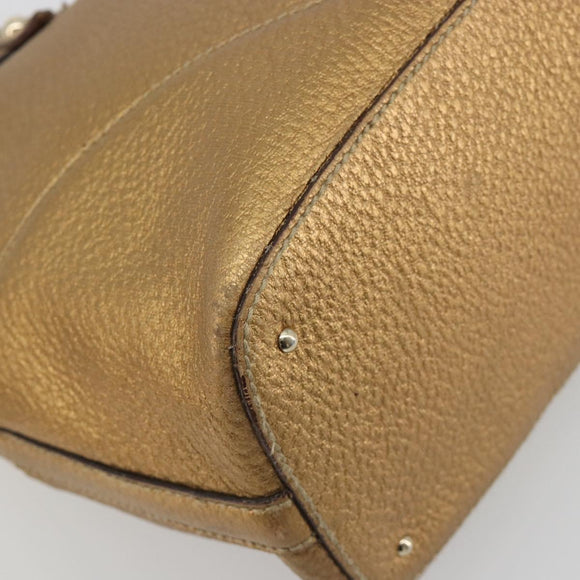 GUCCI Horsebit Tote Bag Leather Gold 137385 Auth BA14993A