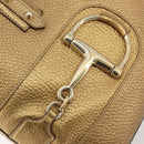 GUCCI Horsebit Tote Bag Leather Gold 137385 Auth BA14993A-14