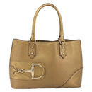 GUCCI Horsebit Tote Bag Leather Gold 137385 Auth BA14993A-2