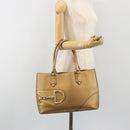 GUCCI Horsebit Tote Bag Leather Gold 137385 Auth BA14993A-22