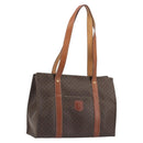 CELINE Macadam Tote Bag PVC Leather Brown Gold Tone Auth BA14994A-1