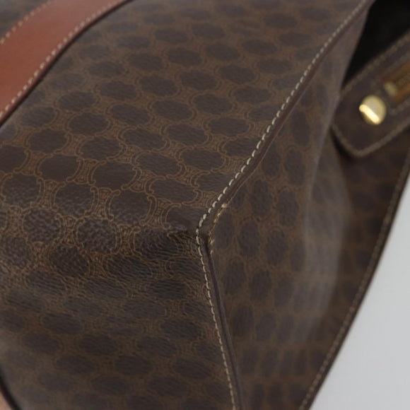 CELINE Macadam Tote Bag PVC Leather Brown Gold Tone Auth BA14994A