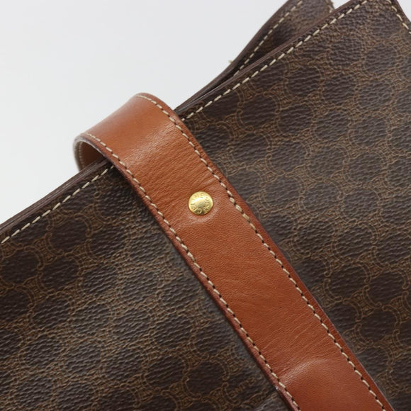 CELINE Macadam Tote Bag PVC Leather Brown Gold Tone Auth BA14994A
