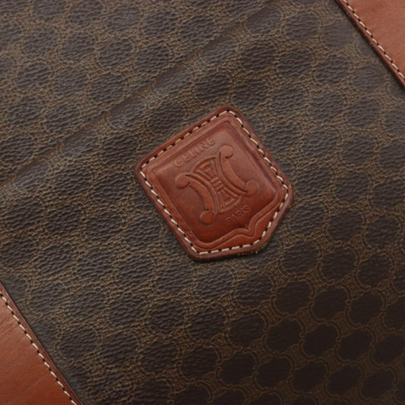 CELINE Macadam Tote Bag PVC Leather Brown Gold Tone Auth BA14994A