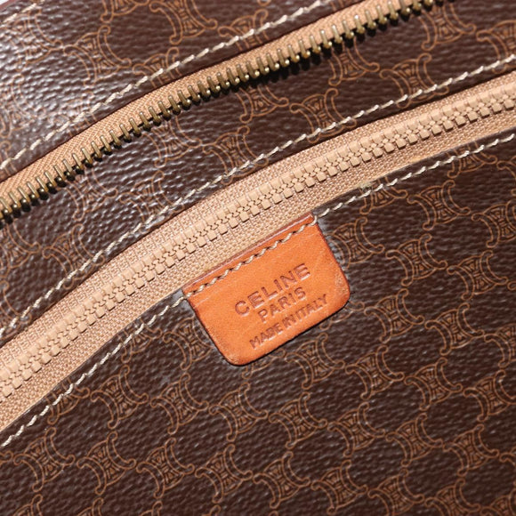 CELINE Macadam Tote Bag PVC Leather Brown Gold Tone Auth BA14994A