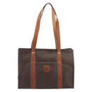 CELINE Macadam Tote Bag PVC Leather Brown Gold Tone Auth BA14994A-2