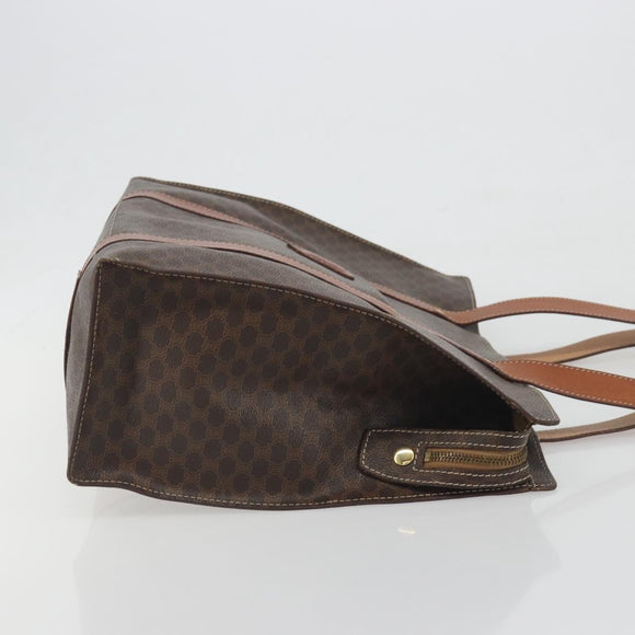 CELINE Macadam Tote Bag PVC Leather Brown Gold Tone Auth BA14994A