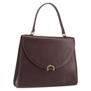 CARTIER Hand Bag Leather Bordeaux Gold Tone Auth BA14995-1