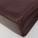CARTIER Hand Bag Leather Bordeaux Gold Tone Auth BA14995-10