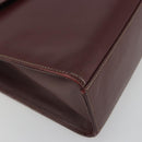 CARTIER Hand Bag Leather Bordeaux Gold Tone Auth BA14995-11