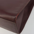CARTIER Hand Bag Leather Bordeaux Gold Tone Auth BA14995-12