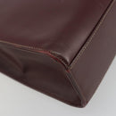 CARTIER Hand Bag Leather Bordeaux Gold Tone Auth BA14995-13