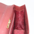 CARTIER Hand Bag Leather Bordeaux Gold Tone Auth BA14995-18