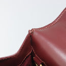 CARTIER Hand Bag Leather Bordeaux Gold Tone Auth BA14995-21