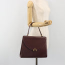 CARTIER Hand Bag Leather Bordeaux Gold Tone Auth BA14995-23