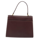 CARTIER Hand Bag Leather Bordeaux Gold Tone Auth BA14995-3