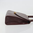 CARTIER Hand Bag Leather Bordeaux Gold Tone Auth BA14995-4