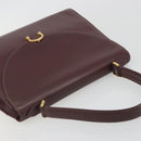 CARTIER Hand Bag Leather Bordeaux Gold Tone Auth BA14995-6