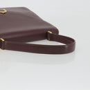 CARTIER Hand Bag Leather Bordeaux Gold Tone Auth BA14995-7