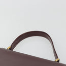 CARTIER Hand Bag Leather Bordeaux Gold Tone Auth BA14995-8