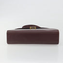CARTIER Hand Bag Leather Bordeaux Gold Tone Auth BA14995-9
