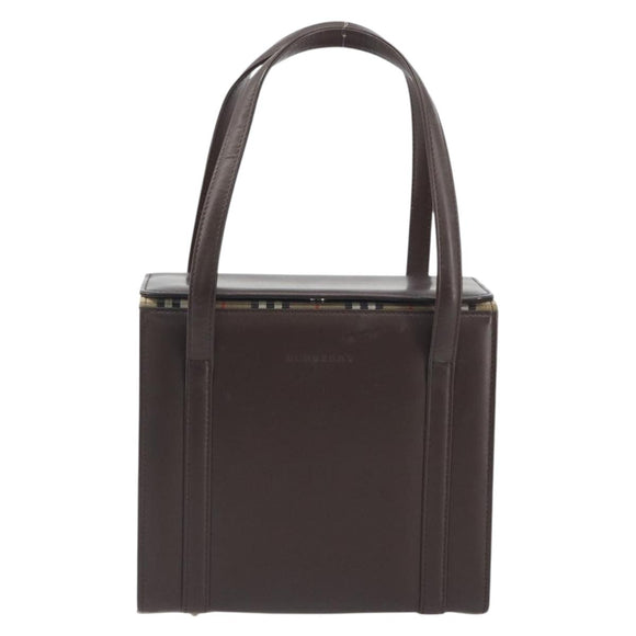 BURBERRY Hand Bag Patent Brown Auth BA14996