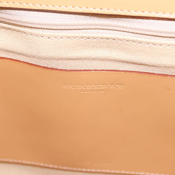 BURBERRY Hand Bag Canvas Beige Gold Tone Auth BA14997A