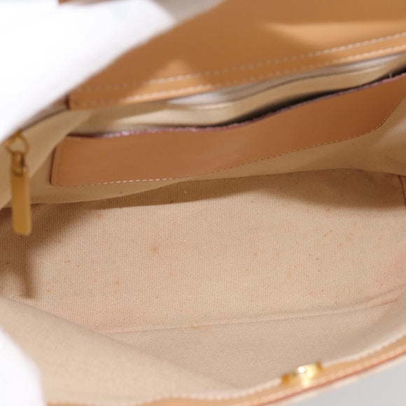 BURBERRY Hand Bag Canvas Beige Gold Tone Auth BA14997A