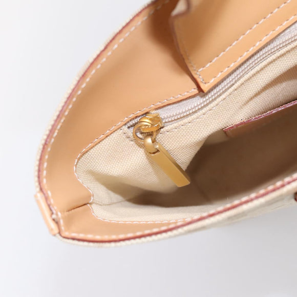 BURBERRY Hand Bag Canvas Beige Gold Tone Auth BA14997A