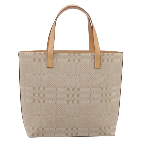BURBERRY Hand Bag Canvas Beige Gold Tone Auth BA14997A