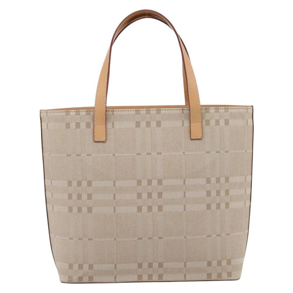 BURBERRY Hand Bag Canvas Beige Gold Tone Auth BA14997A