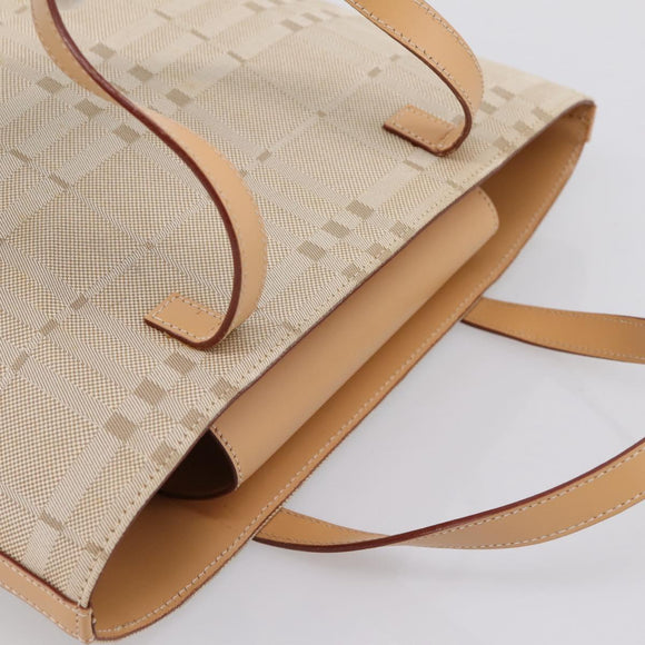 BURBERRY Hand Bag Canvas Beige Gold Tone Auth BA14997A