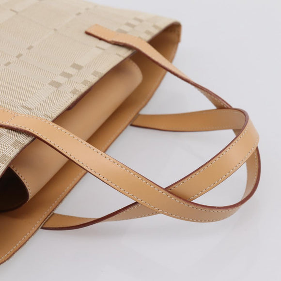 BURBERRY Hand Bag Canvas Beige Gold Tone Auth BA14997A