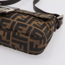 FENDI Zucca Canvas Mamma Baguette Shoulder Bag Brown Silver Auth BA14998SAV-10