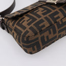 FENDI Zucca Canvas Mamma Baguette Shoulder Bag Brown Silver Auth BA14998SAV-11