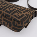 FENDI Zucca Canvas Mamma Baguette Shoulder Bag Brown Silver Auth BA14998SAV-12