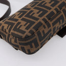 FENDI Zucca Canvas Mamma Baguette Shoulder Bag Brown Silver Auth BA14998SAV-13